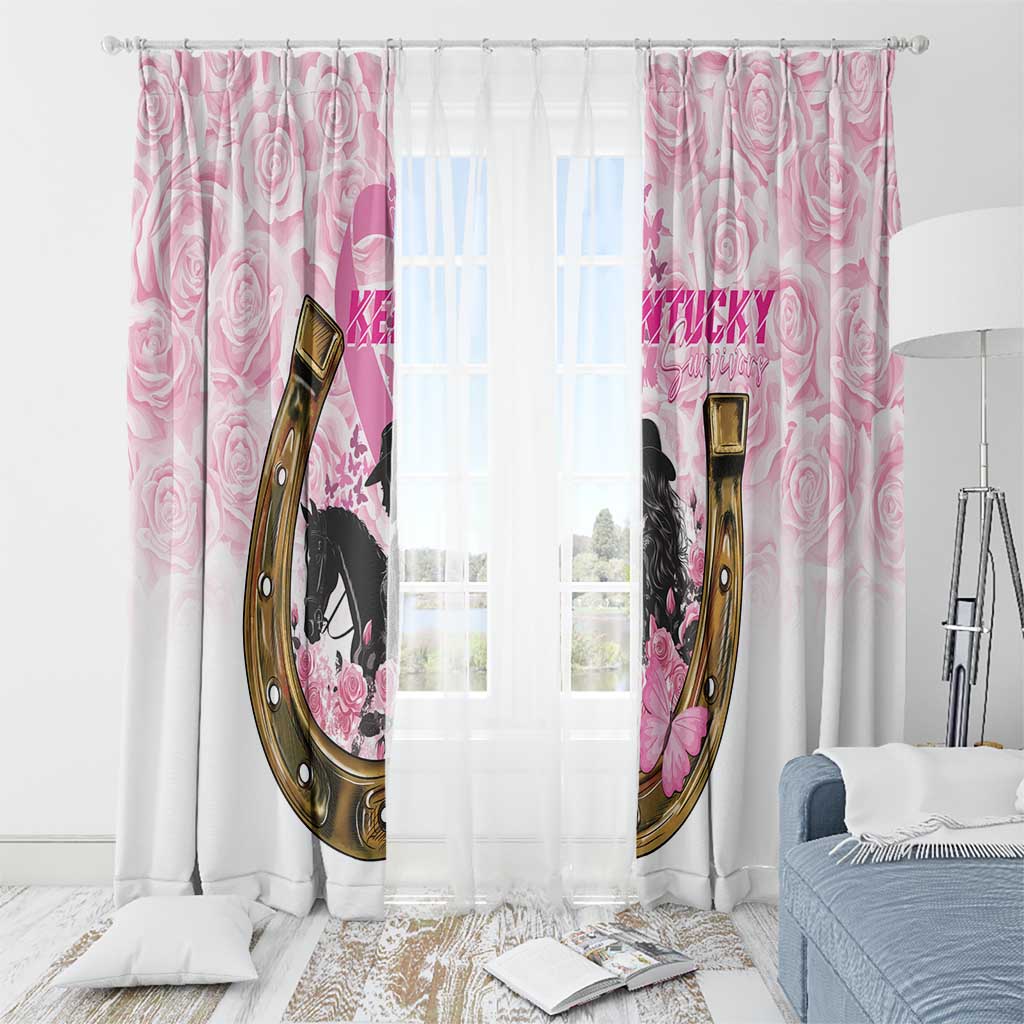 Kentucky Survivors Window Curtain Horse Derby Lady Pink Roses