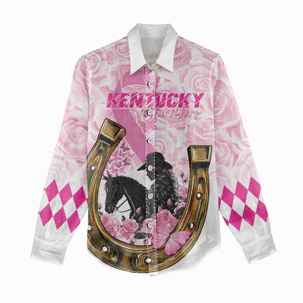 Personalized Kentucky Survivors Women Casual Shirt Horse Derby Lady Pink Roses