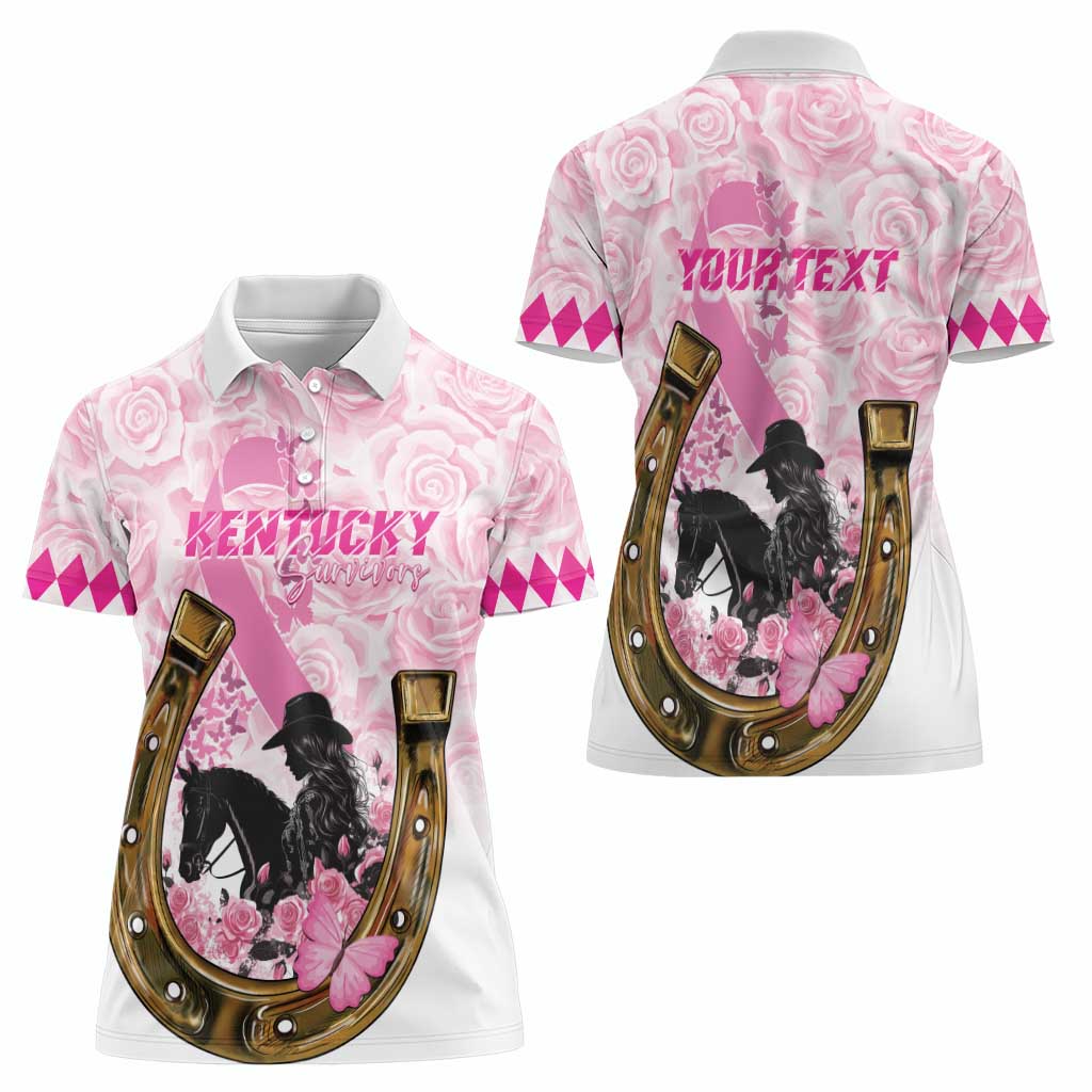 Personalized Kentucky Survivors Women Polo Shirt Horse Derby Lady Pink Roses