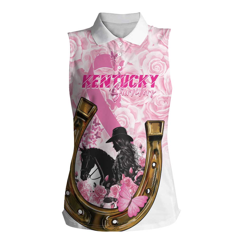 Personalized Kentucky Survivors Women Sleeveless Polo Shirt Horse Derby Lady Pink Roses