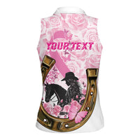 Personalized Kentucky Survivors Women Sleeveless Polo Shirt Horse Derby Lady Pink Roses
