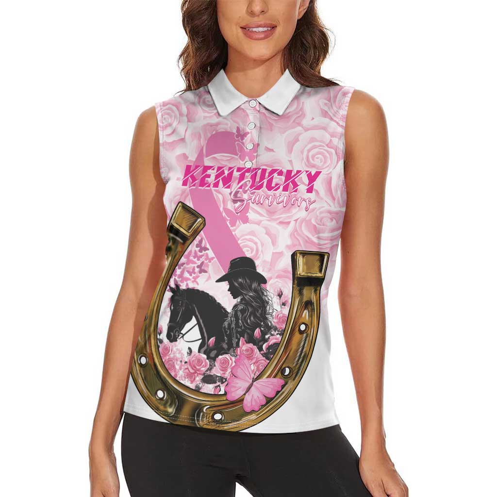 Personalized Kentucky Survivors Women Sleeveless Polo Shirt Horse Derby Lady Pink Roses