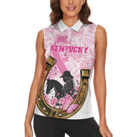 Personalized Kentucky Survivors Women Sleeveless Polo Shirt Horse Derby Lady Pink Roses