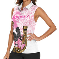 Personalized Kentucky Survivors Women Sleeveless Polo Shirt Horse Derby Lady Pink Roses