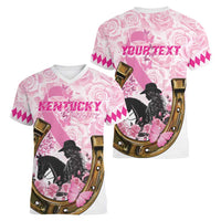 Personalized Kentucky Survivors Women V-Neck T-Shirt Horse Derby Lady Pink Roses