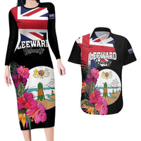 Personalised Bonaire Couples Matching Long Sleeve Bodycon Dress and Hawaiian Shirt Boneiru Coat of Arms