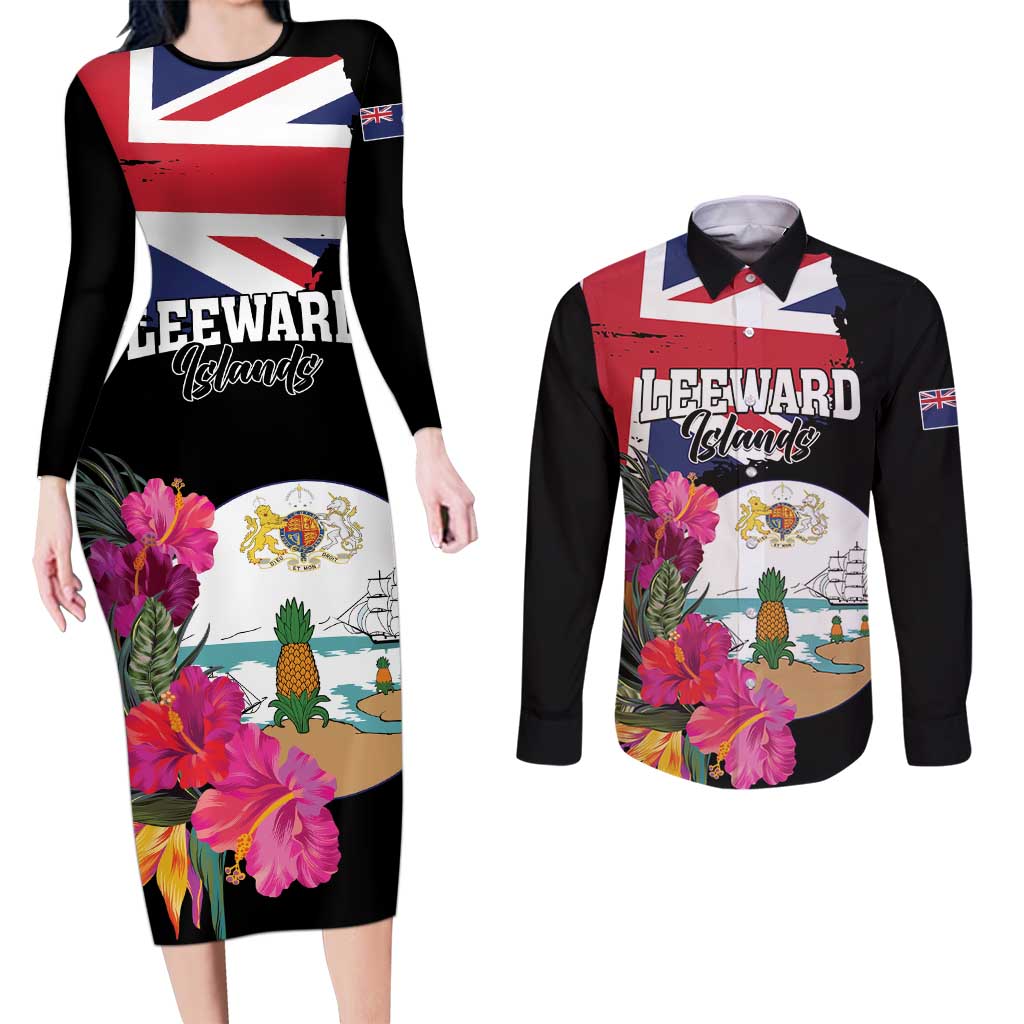 Personalised Bonaire Couples Matching Long Sleeve Bodycon Dress and Long Sleeve Button Shirt Boneiru Coat of Arms