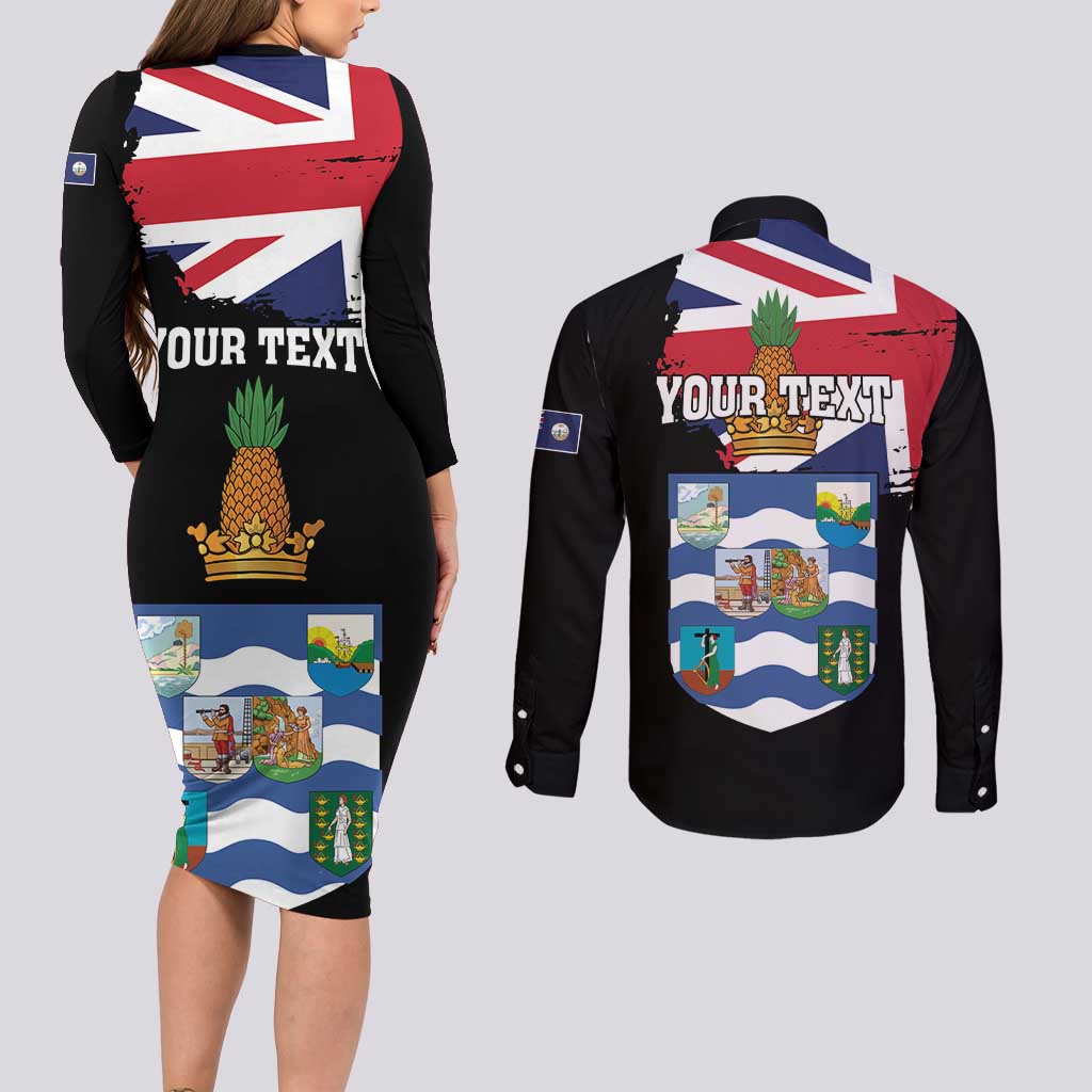 Personalised Bonaire Couples Matching Long Sleeve Bodycon Dress and Long Sleeve Button Shirt Boneiru Coat of Arms