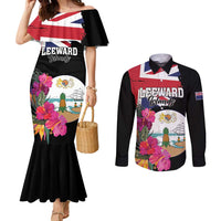Personalised Bonaire Couples Matching Mermaid Dress and Long Sleeve Button Shirt Boneiru Coat of Arms