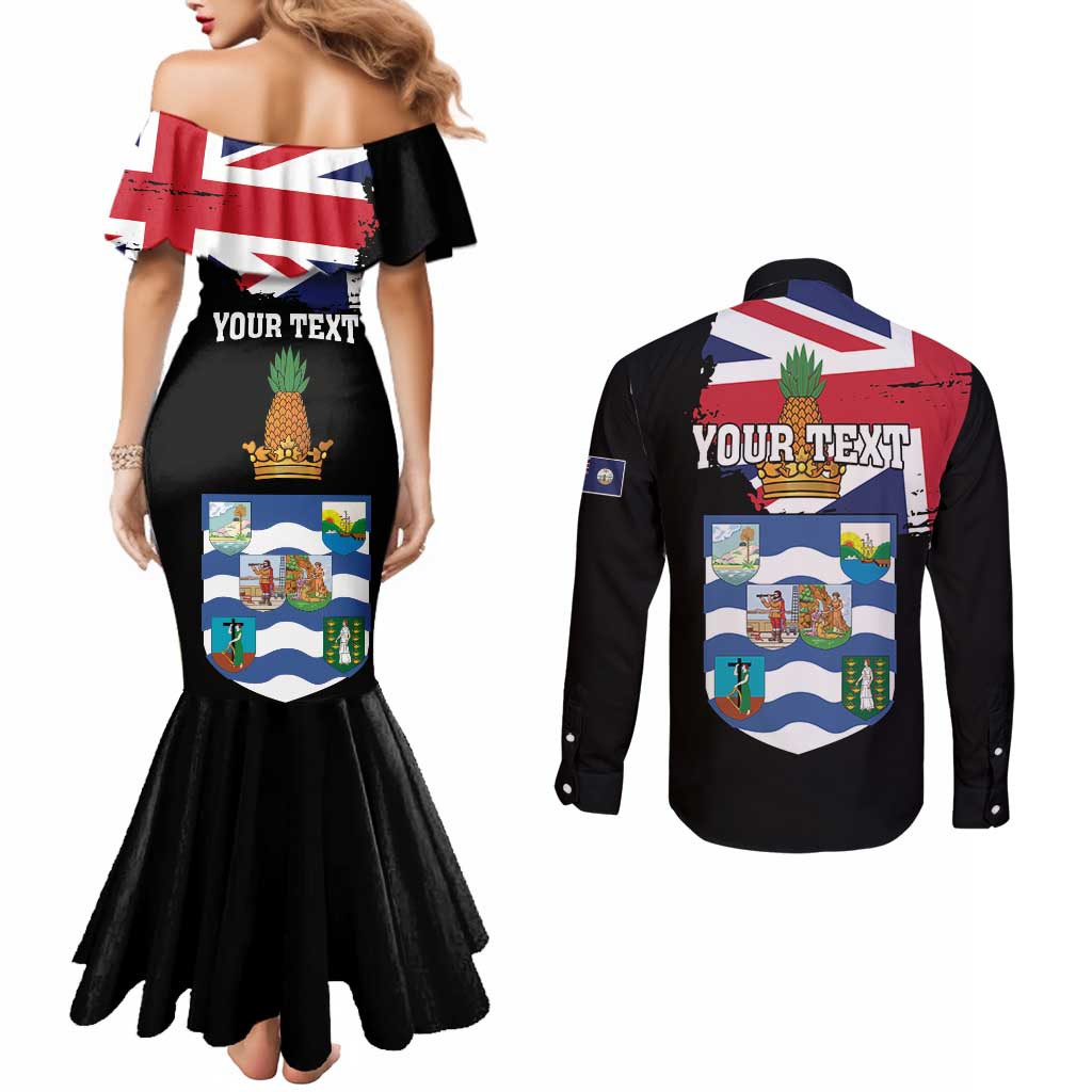 Personalised Bonaire Couples Matching Mermaid Dress and Long Sleeve Button Shirt Boneiru Coat of Arms