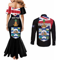 Personalised Bonaire Couples Matching Mermaid Dress and Long Sleeve Button Shirt Boneiru Coat of Arms