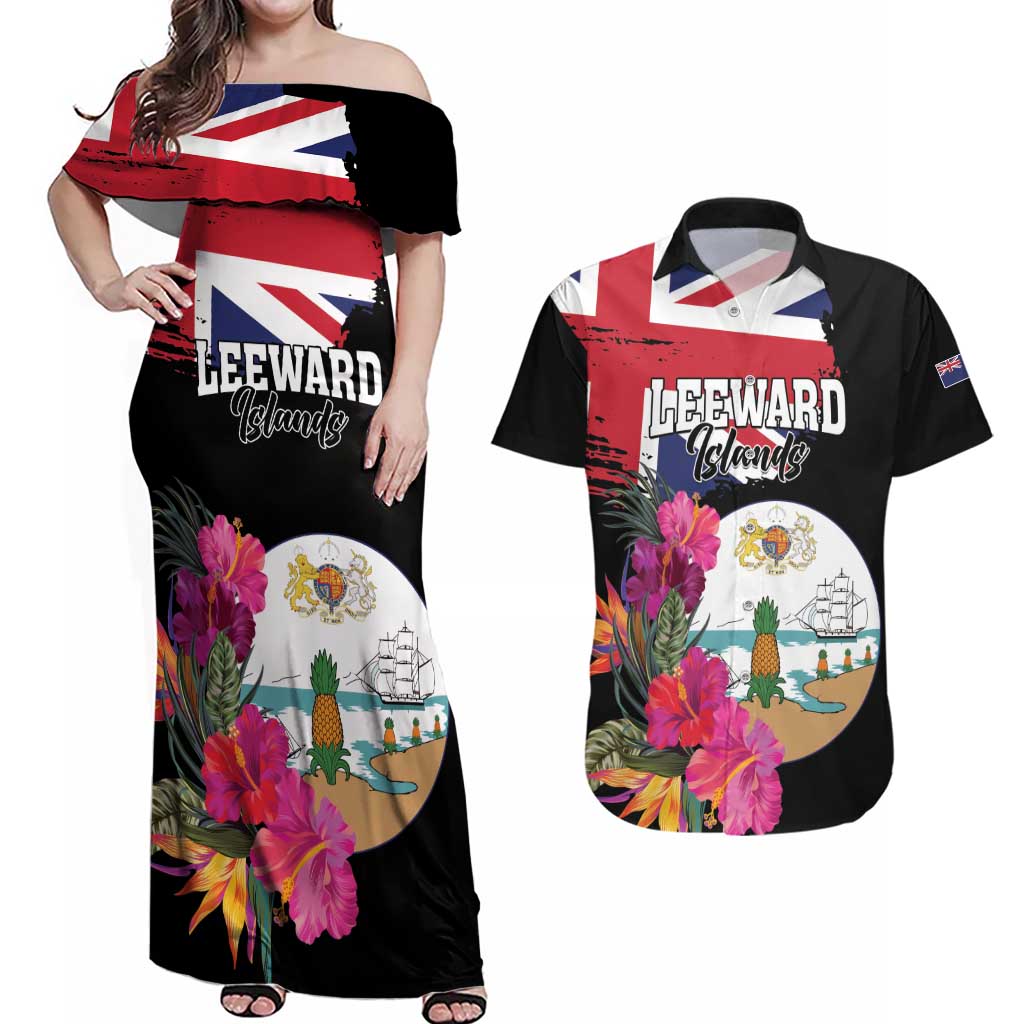 Personalised Bonaire Couples Matching Off Shoulder Maxi Dress and Hawaiian Shirt Boneiru Coat of Arms