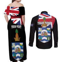 Personalised Bonaire Couples Matching Off Shoulder Maxi Dress and Long Sleeve Button Shirt Boneiru Coat of Arms