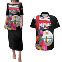 Personalised Bonaire Couples Matching Puletasi and Hawaiian Shirt Boneiru Coat of Arms