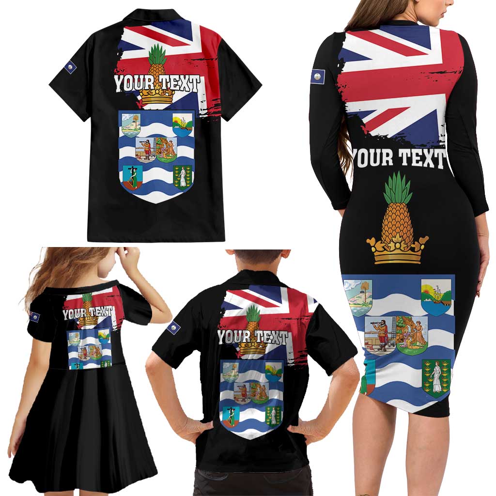Personalised Bonaire Family Matching Long Sleeve Bodycon Dress and Hawaiian Shirt Boneiru Coat of Arms