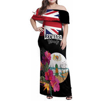 Personalised Bonaire Family Matching Off Shoulder Maxi Dress and Hawaiian Shirt Boneiru Coat of Arms
