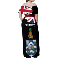 Personalised Bonaire Family Matching Off Shoulder Maxi Dress and Hawaiian Shirt Boneiru Coat of Arms