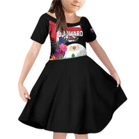 Personalised Bonaire Family Matching Off Shoulder Short Dress and Hawaiian Shirt Boneiru Coat of Arms