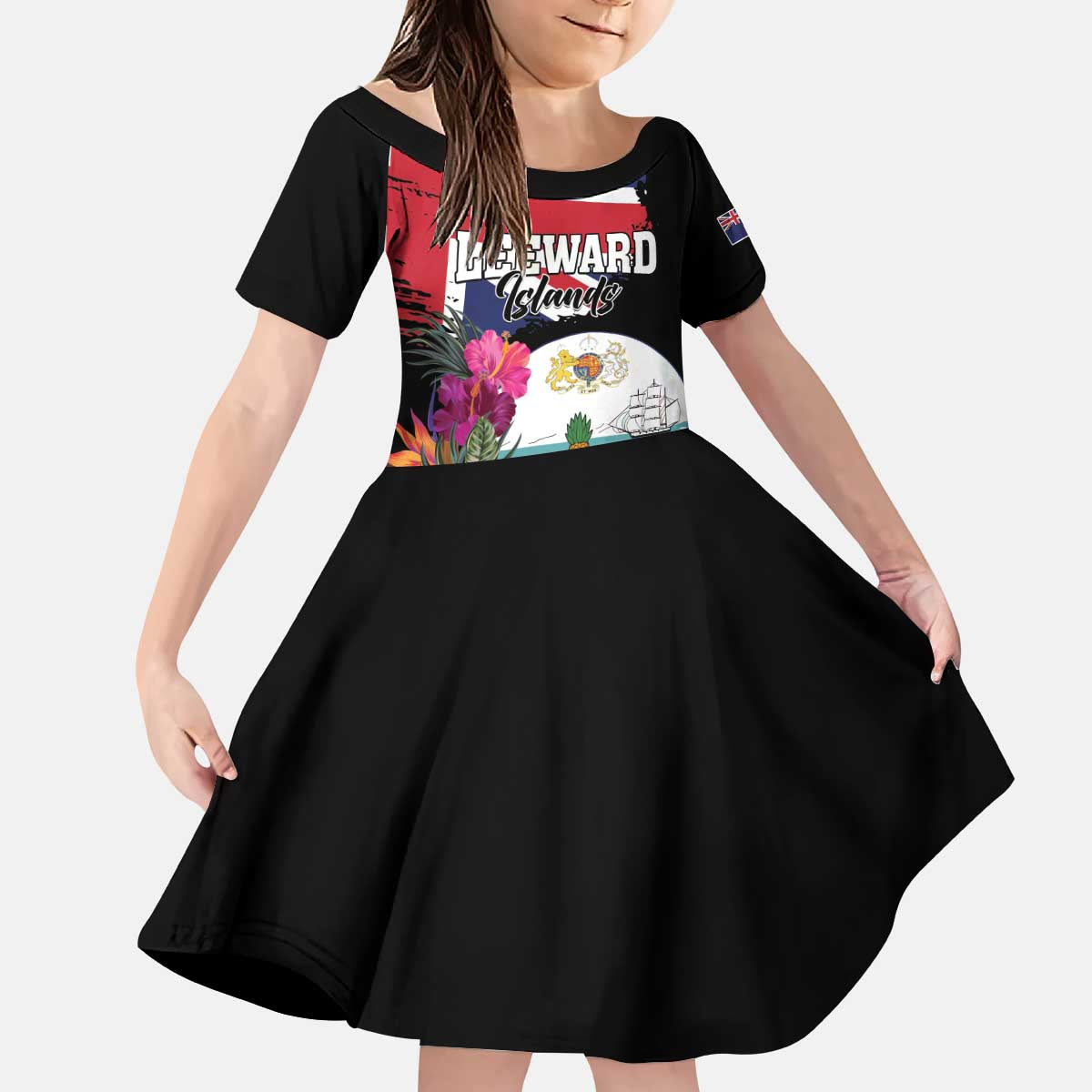 Personalised Bonaire Kid Short Sleeve Dress Boneiru Coat of Arms