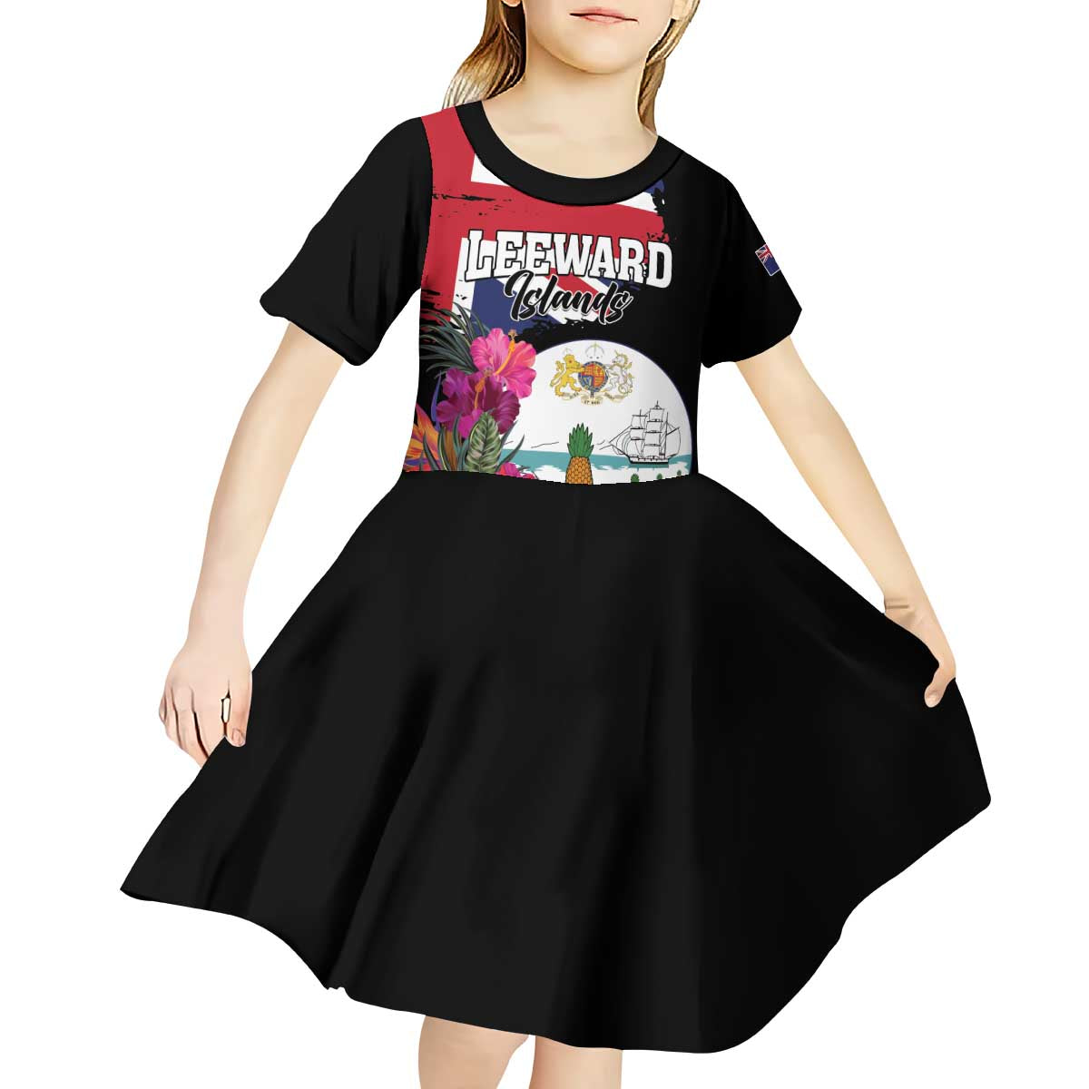 Personalised Bonaire Kid Short Sleeve Dress Boneiru Coat of Arms