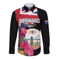 Personalised Bonaire Long Sleeve Button Shirt Boneiru Coat of Arms