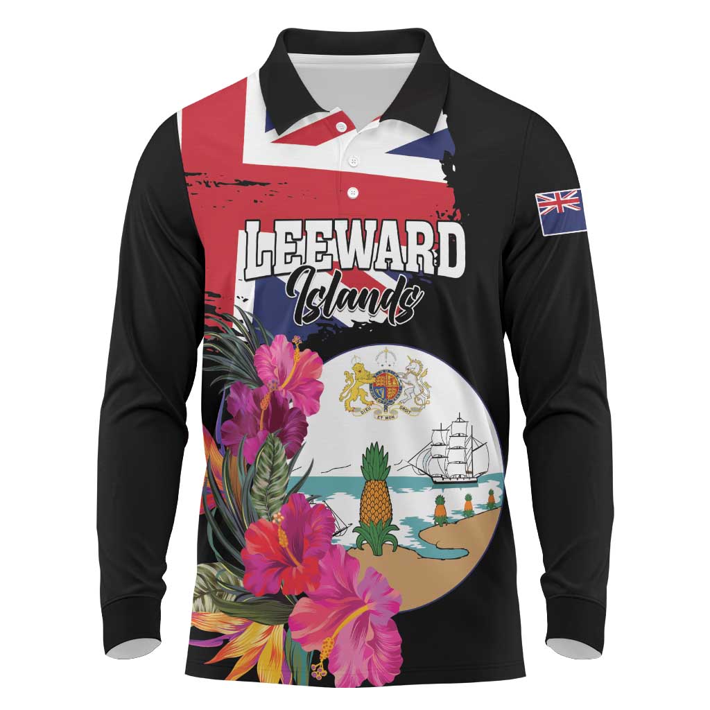 Personalised Bonaire Long Sleeve Polo Shirt Boneiru Coat of Arms