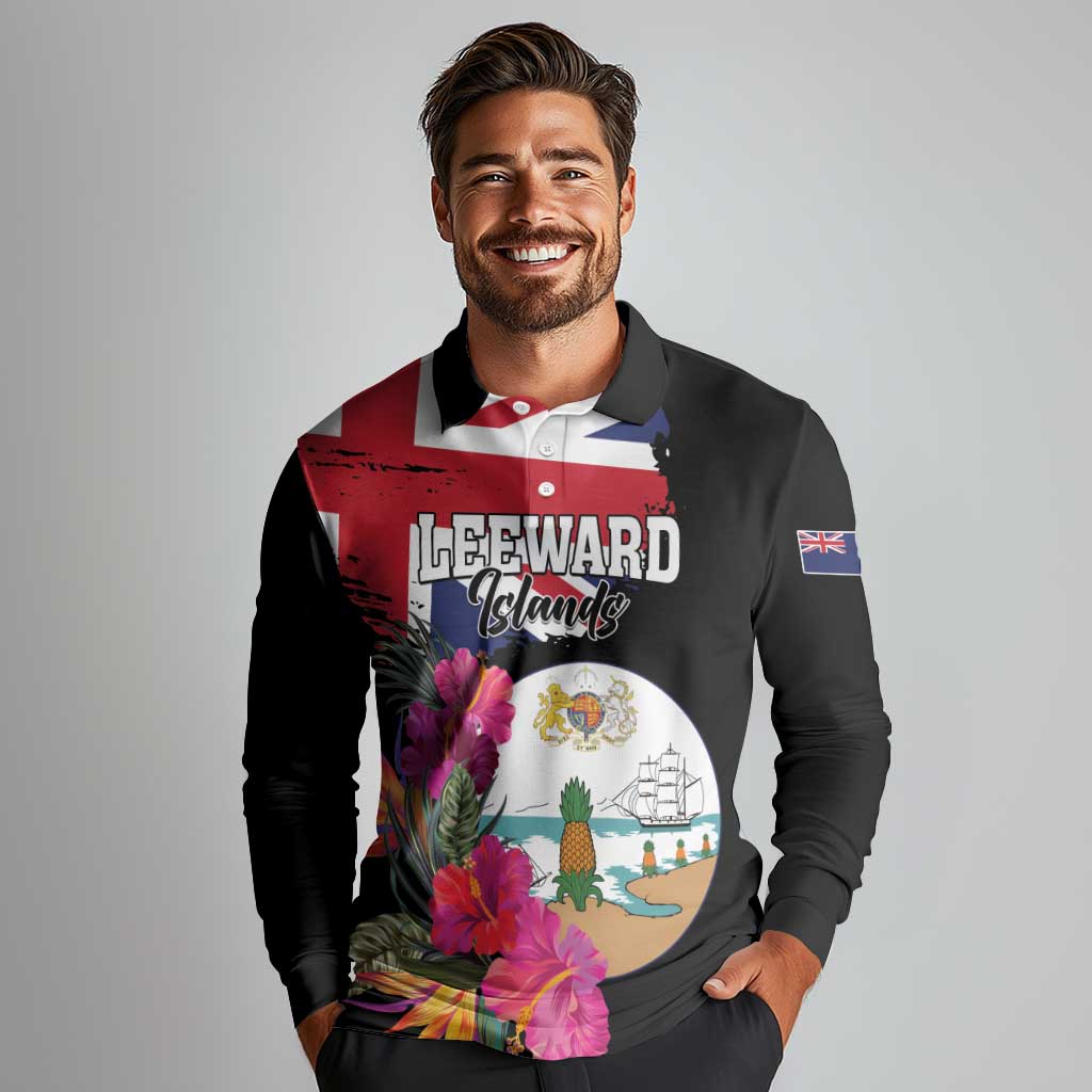 Personalised Bonaire Long Sleeve Polo Shirt Boneiru Coat of Arms