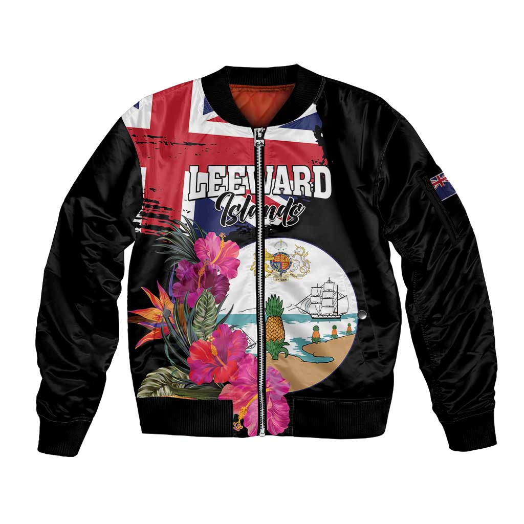 Personalised Bonaire Sleeve Zip Bomber Jacket Boneiru Coat of Arms
