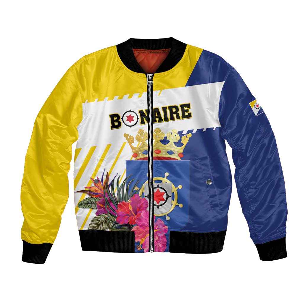 Personalised British Leeward Islands Bomber Jacket Tropical Flower Grunge Style