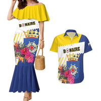 Personalised British Leeward Islands Couples Matching Mermaid Dress and Hawaiian Shirt Tropical Flower Grunge Style