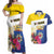 Personalised British Leeward Islands Couples Matching Off Shoulder Maxi Dress and Hawaiian Shirt Tropical Flower Grunge Style