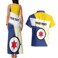 Personalised British Leeward Islands Couples Matching Tank Maxi Dress and Hawaiian Shirt Tropical Flower Grunge Style