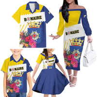 Personalised British Leeward Islands Family Matching Off The Shoulder Long Sleeve Dress and Hawaiian Shirt Tropical Flower Grunge Style