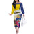 Personalised British Leeward Islands Family Matching Off The Shoulder Long Sleeve Dress and Hawaiian Shirt Tropical Flower Grunge Style