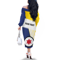 Personalised British Leeward Islands Family Matching Off The Shoulder Long Sleeve Dress and Hawaiian Shirt Tropical Flower Grunge Style