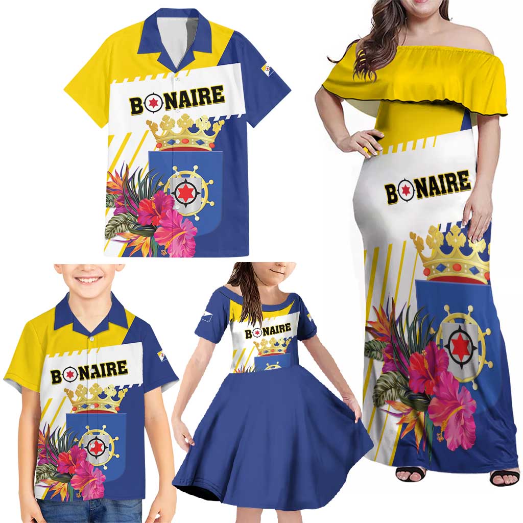 Personalised British Leeward Islands Family Matching Off Shoulder Maxi Dress and Hawaiian Shirt Tropical Flower Grunge Style