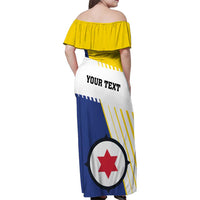 Personalised British Leeward Islands Family Matching Off Shoulder Maxi Dress and Hawaiian Shirt Tropical Flower Grunge Style