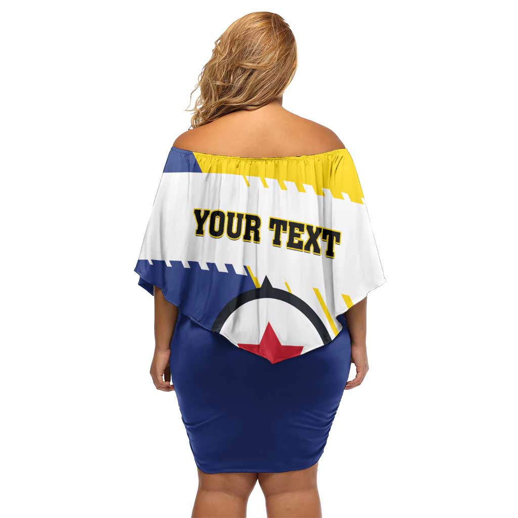 Personalised British Leeward Islands Family Matching Off Shoulder Short Dress and Hawaiian Shirt Tropical Flower Grunge Style