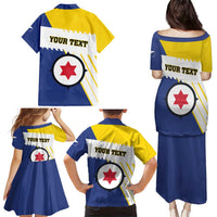 Personalised British Leeward Islands Family Matching Puletasi and Hawaiian Shirt Tropical Flower Grunge Style