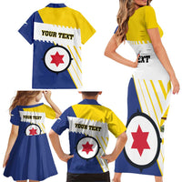 Personalised British Leeward Islands Family Matching Short Sleeve Bodycon Dress and Hawaiian Shirt Tropical Flower Grunge Style