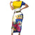Personalised British Leeward Islands Family Matching Short Sleeve Bodycon Dress and Hawaiian Shirt Tropical Flower Grunge Style