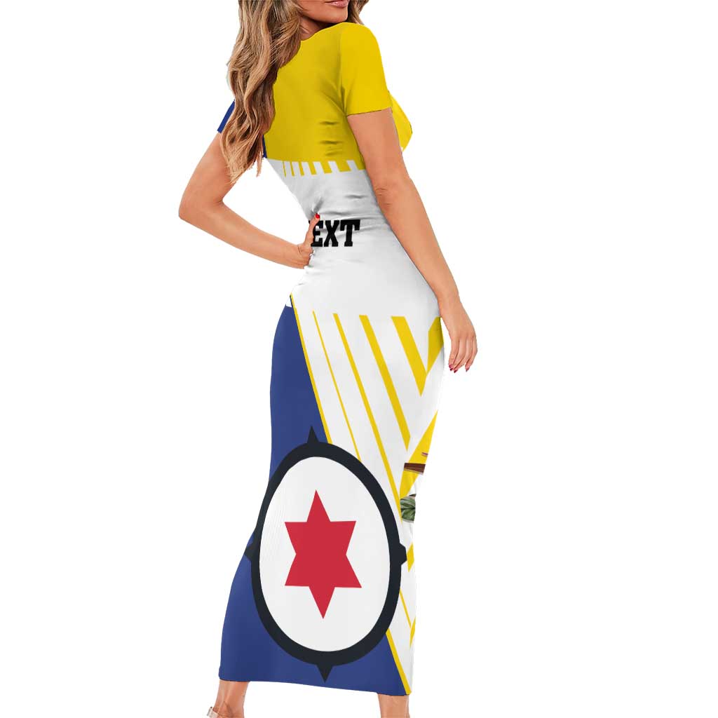 Personalised British Leeward Islands Family Matching Short Sleeve Bodycon Dress and Hawaiian Shirt Tropical Flower Grunge Style