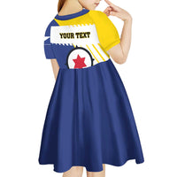 Personalised British Leeward Islands Kid Short Sleeve Dress Tropical Flower Grunge Style