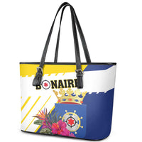 British Leeward Islands Leather Tote Bag Tropical Flower Grunge Style