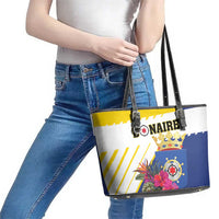 British Leeward Islands Leather Tote Bag Tropical Flower Grunge Style
