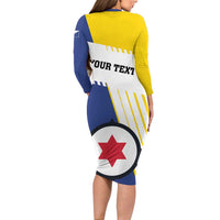 Personalised British Leeward Islands Long Sleeve Bodycon Dress Tropical Flower Grunge Style
