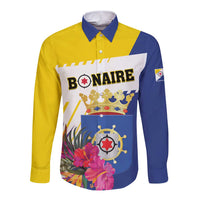 Personalised British Leeward Islands Long Sleeve Button Shirt Tropical Flower Grunge Style