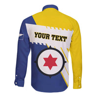 Personalised British Leeward Islands Long Sleeve Button Shirt Tropical Flower Grunge Style