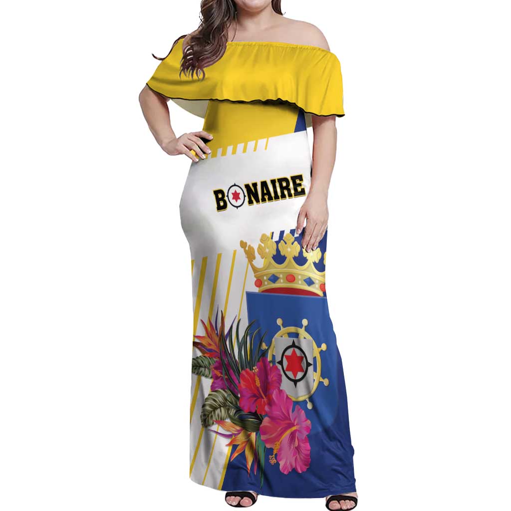 Personalised British Leeward Islands Off Shoulder Maxi Dress Tropical Flower Grunge Style
