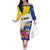 Personalised British Leeward Islands Off The Shoulder Long Sleeve Dress Tropical Flower Grunge Style